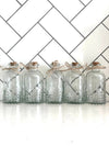 Glass Embossed Bottles with Cork Lids - Set of 5