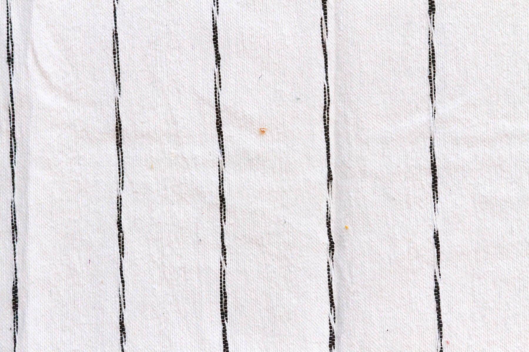 White & Black Pinstripes Moroccan Pom Pom Blanket
