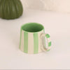 Ceramic Green Stripe  Coffee cup- 220ml (SET OF 4)