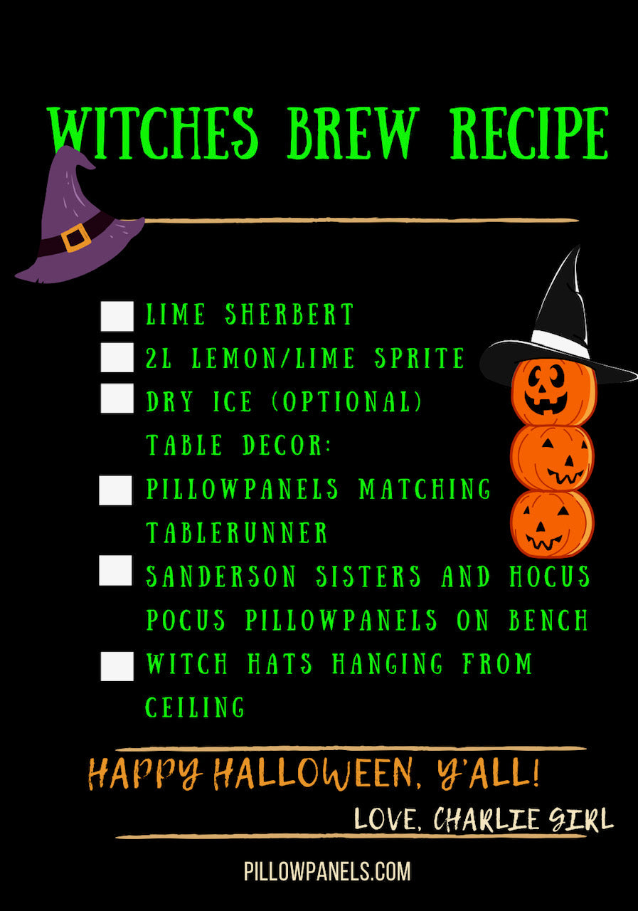 2 PANELS & RUNNER BUNDLE: RECTANGLE Holiday Panel Halloween October Fall Autumn: Hocus Pocus HAPPY HAUNTING / WITCHES BREW + BUFFALO CHECK RUNNER