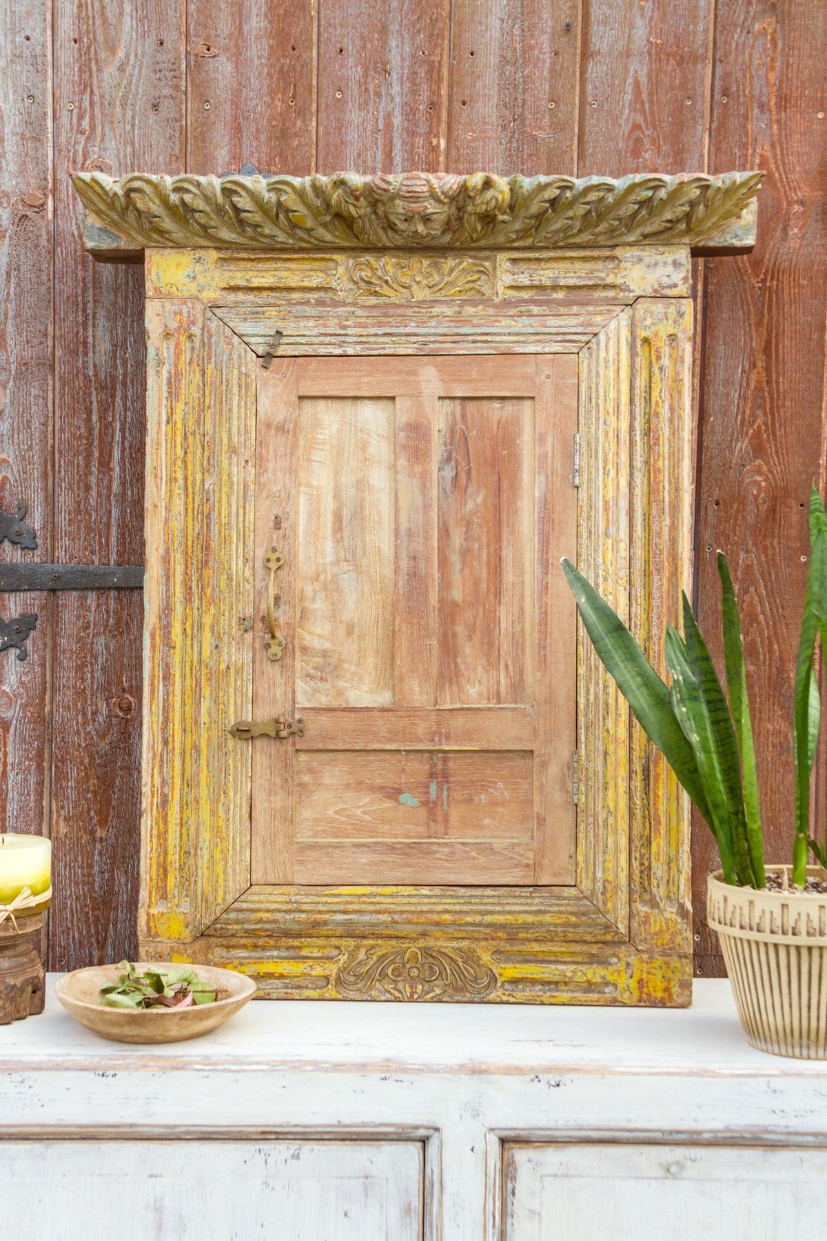 19th Century Carved Tibari Window Mirror
