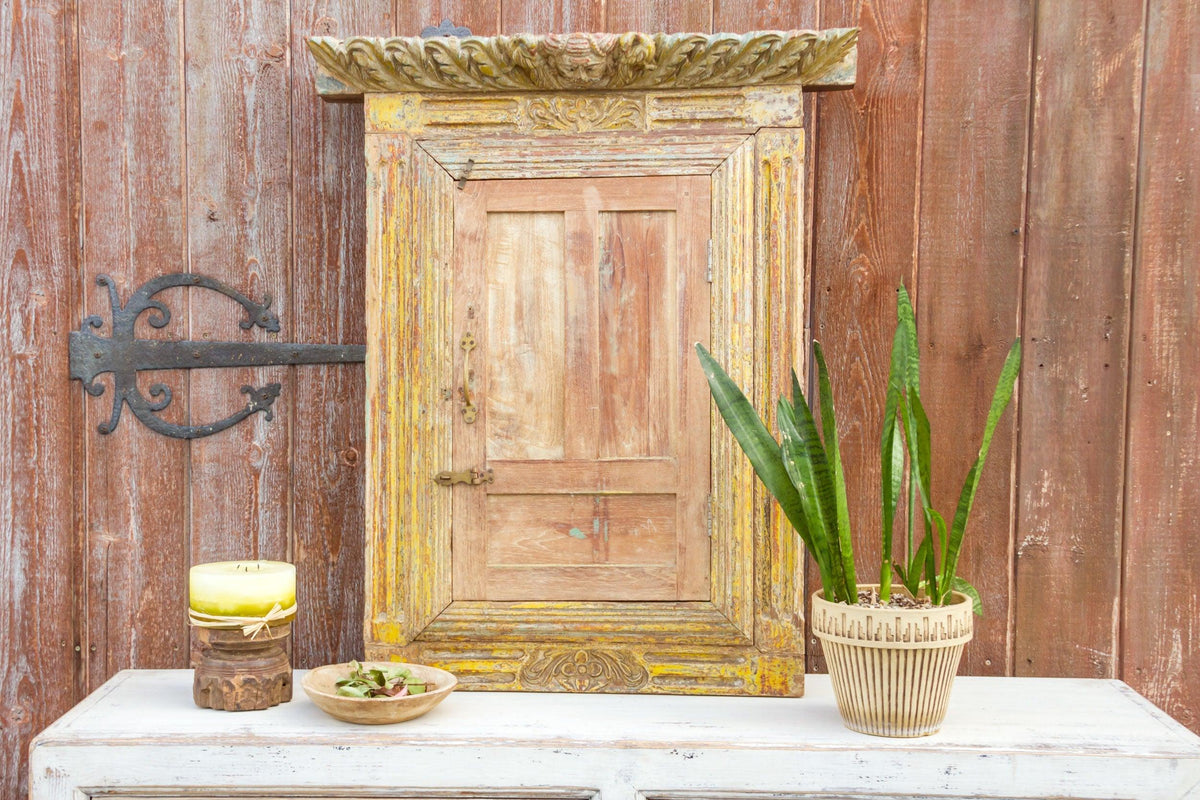 19th Century Carved Tibari Window Mirror