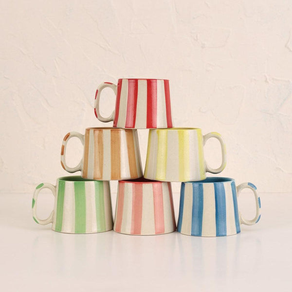 Ceramic Pink Stripe  Coffee cup- 220ml (SET OF 4)