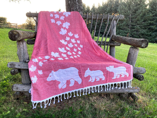 Turkish Towel | Body Towel | Canadian red and white
