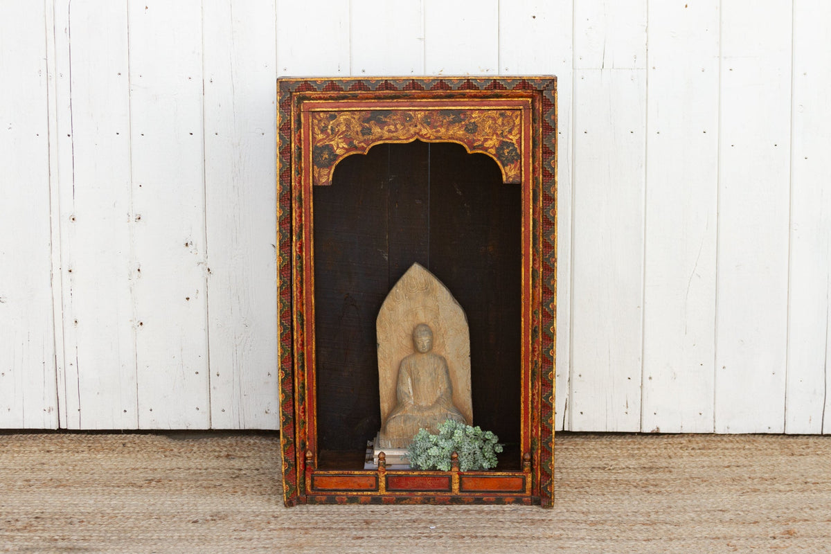 Antique Painted Tibetan Altar Shrine