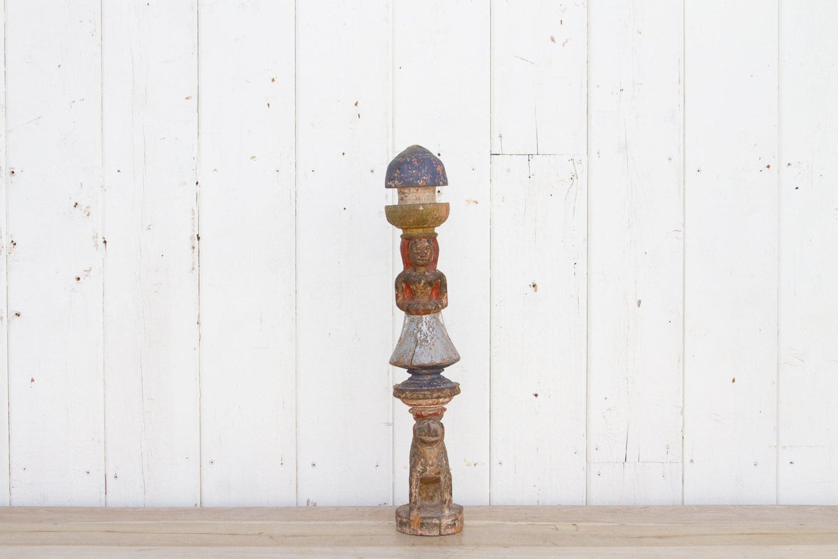 Rare 1850's Indian Ceremonial Carved Post