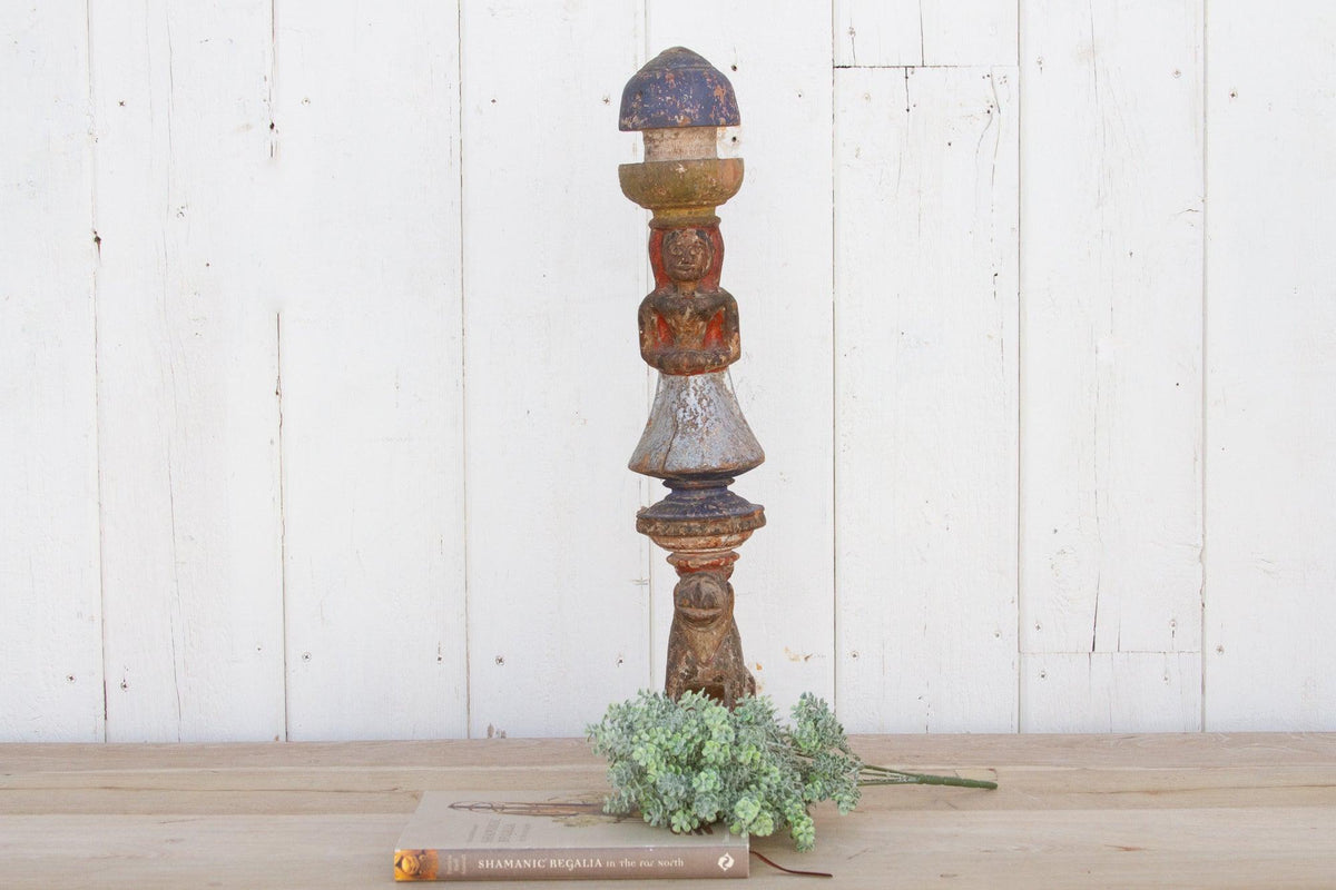 Rare 1850's Indian Ceremonial Carved Post