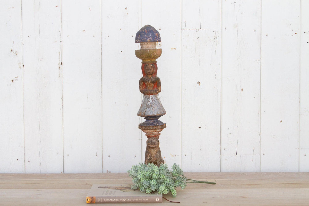 Rare 1850's Indian Ceremonial Carved Post