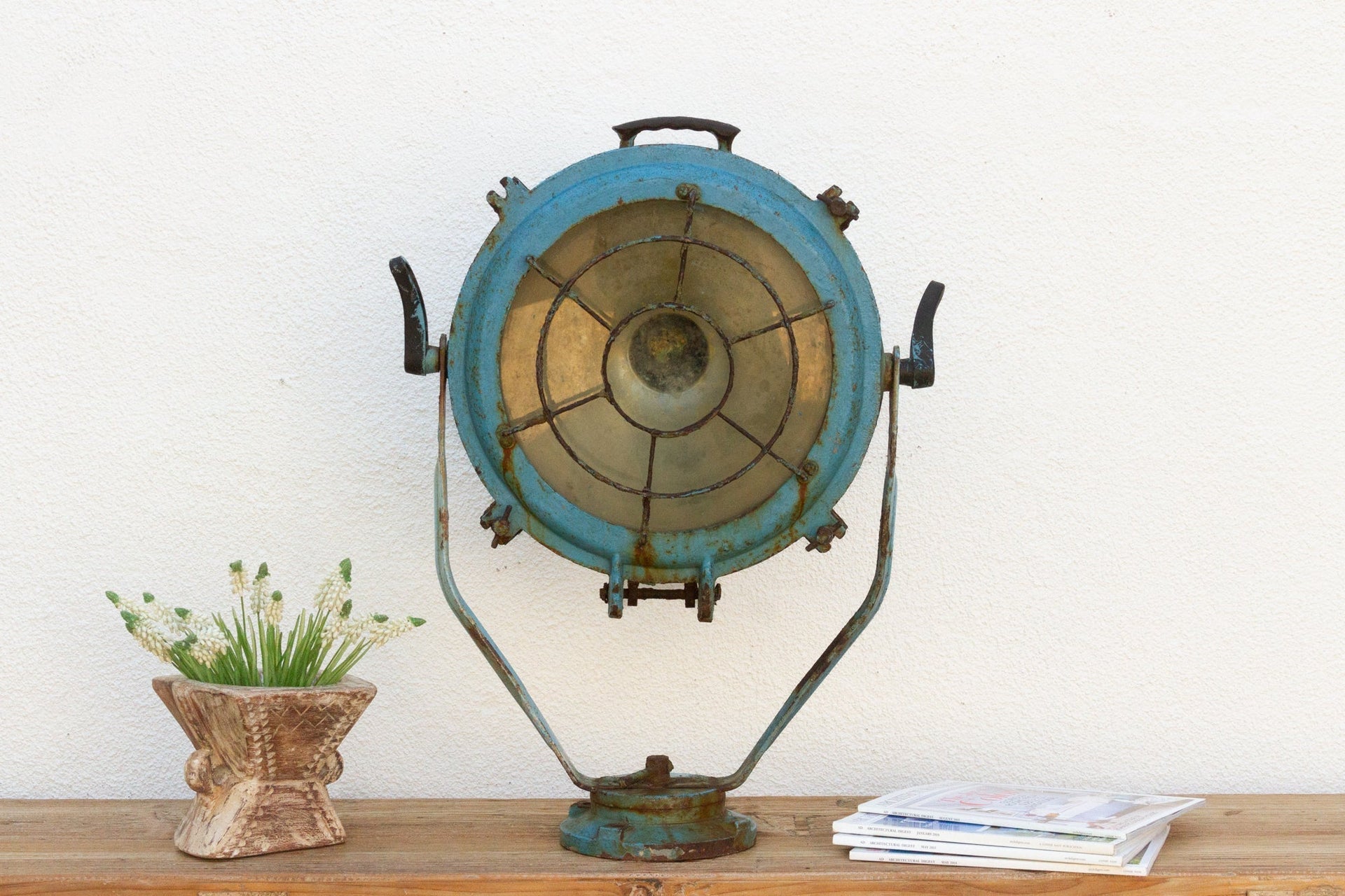 Antique Metal Sea Blue Ship Spotlight DE-COR | Globally Inspired