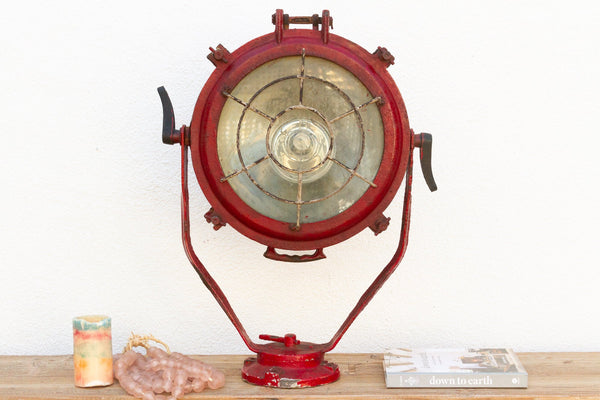 Antique Industrial Red Ship Lantern DE-COR | Globally Inspired