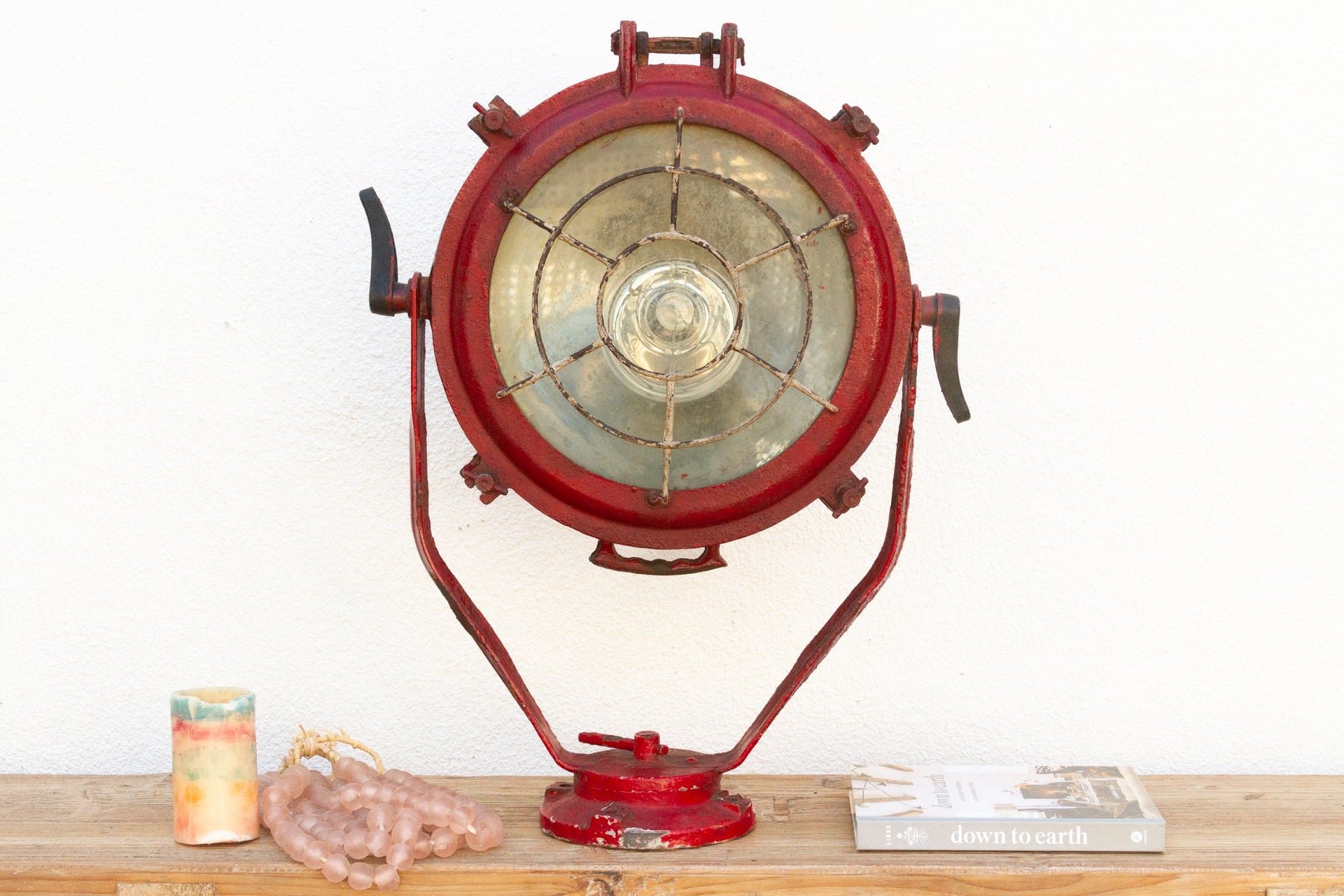 Antique Industrial Red Ship Lantern DE-COR | Globally Inspired