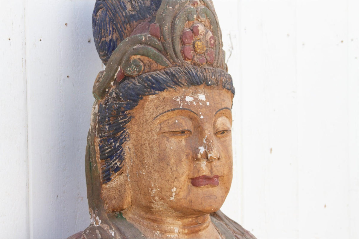 Antique Quan-Yin Wooden Bust