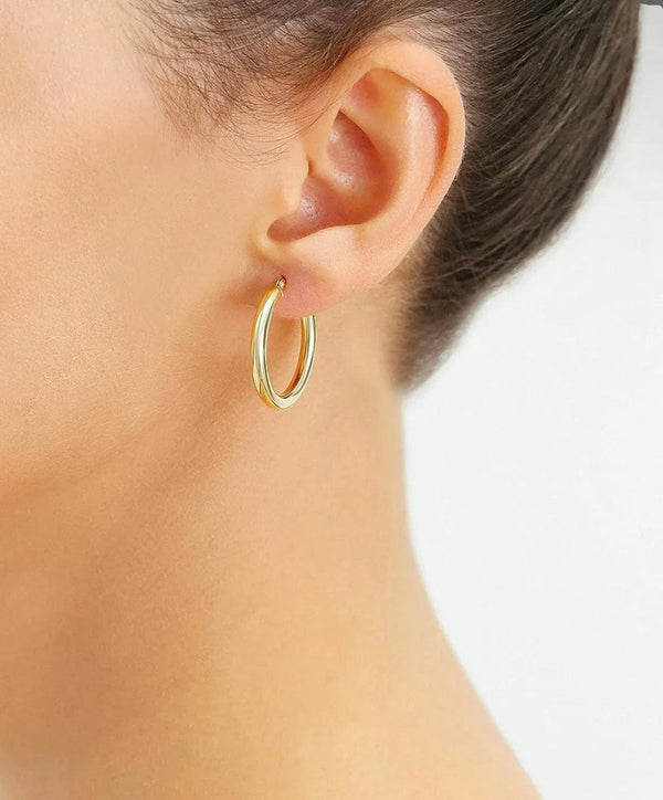 Donatello Gian 14K Gold Plated Sterling Silver Thick 4MM Hoop Earrings 20MM Round - Gifts for You 'n Me