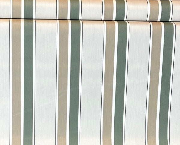 SUNBRELLA SHADE WATERPROOF FABRIC FERN HEATHER BEIGE BLOCK STRIPE 4959 47