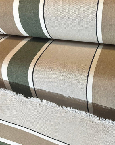 SUNBRELLA SHADE WATERPROOF FABRIC FERN HEATHER BEIGE BLOCK STRIPE 4959 47