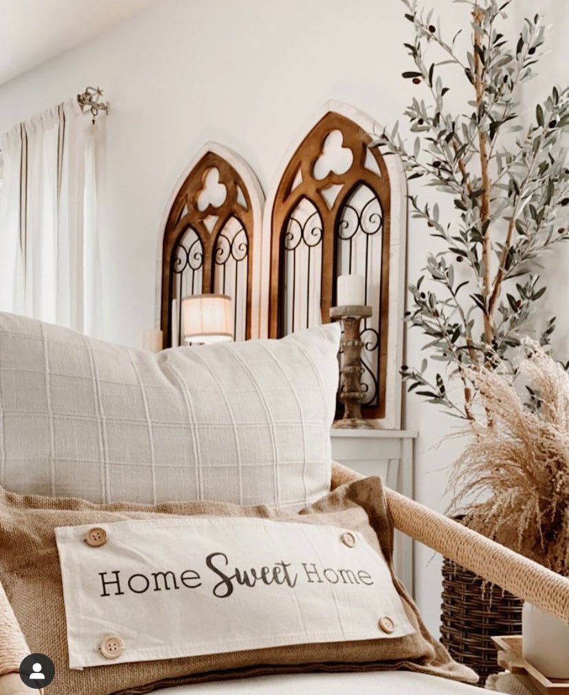 PANEL ONLY RECTANGLE Neutral Panel: Farmhouse Gray Between Holiday Inbetween Bench Bed Decor; HOME SWEET HOME