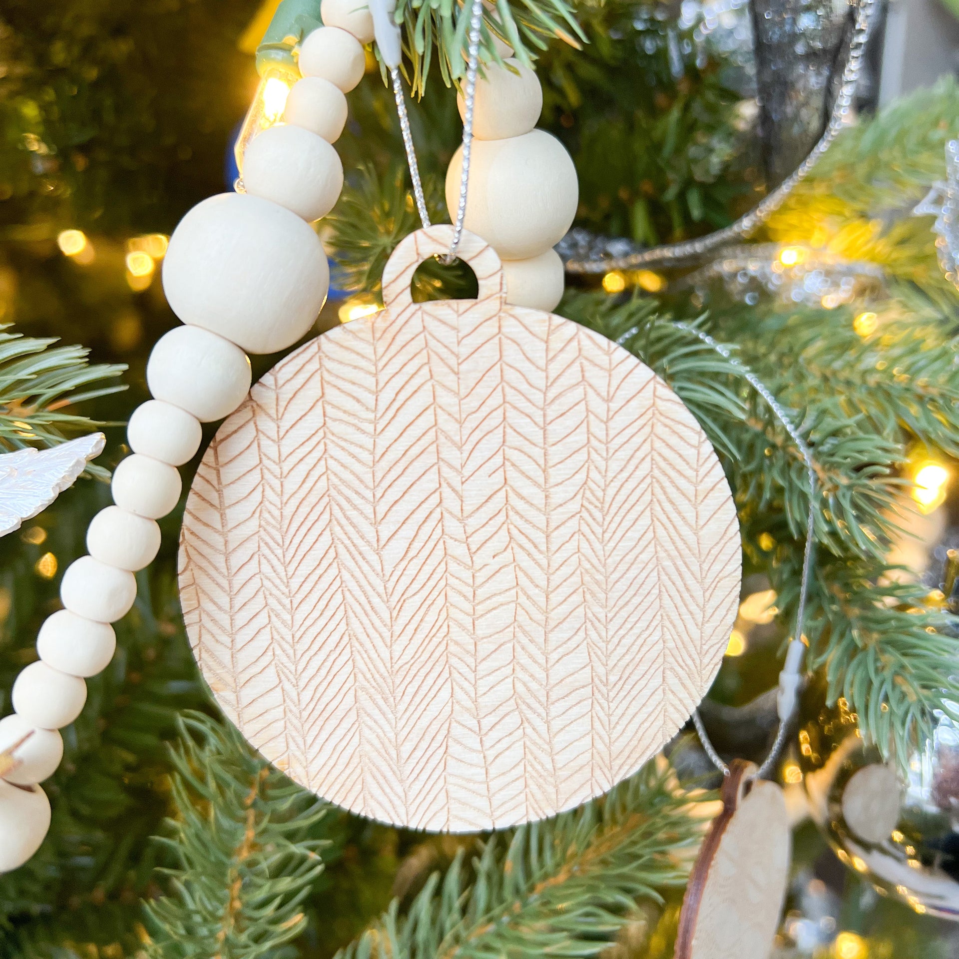 Set of 4 - Heirloom Natural Wood Ornament