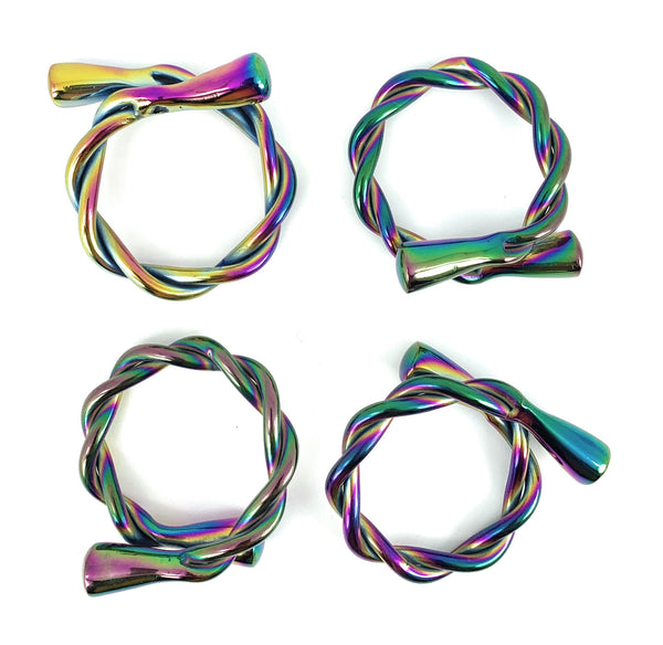 Vibhsa Modern Napkin Rings Set of 4 (Rainbow, Dishwasher Safe)