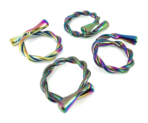 Vibhsa Rainbow Twisted Napkin Rings | Set of 4, Dishwasher Safe, Stainless Steel