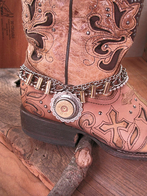 12 Gauge Shotshell Concho Medallion Multi-Chain Boot Bracelet