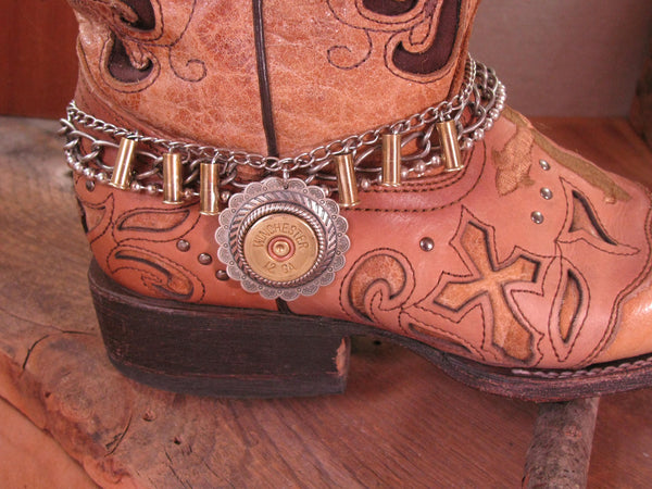 12 Gauge Shotshell Concho Medallion Multi-Chain Boot Bracelet