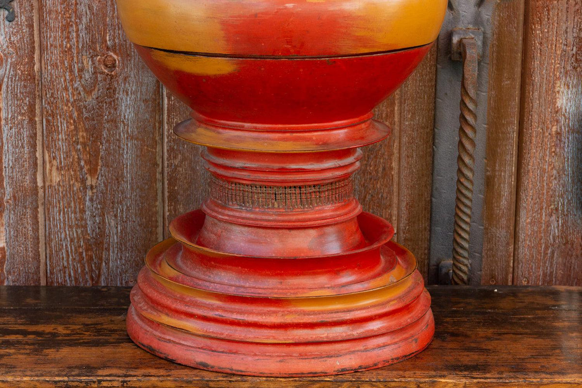 19th Century Merigold Lacquered Burmese Vessel