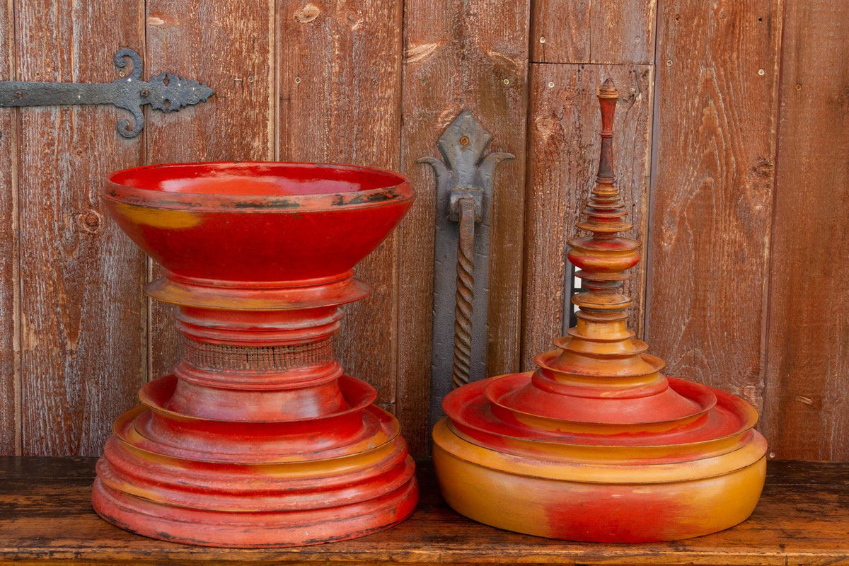 19th Century Merigold Lacquered Burmese Vessel