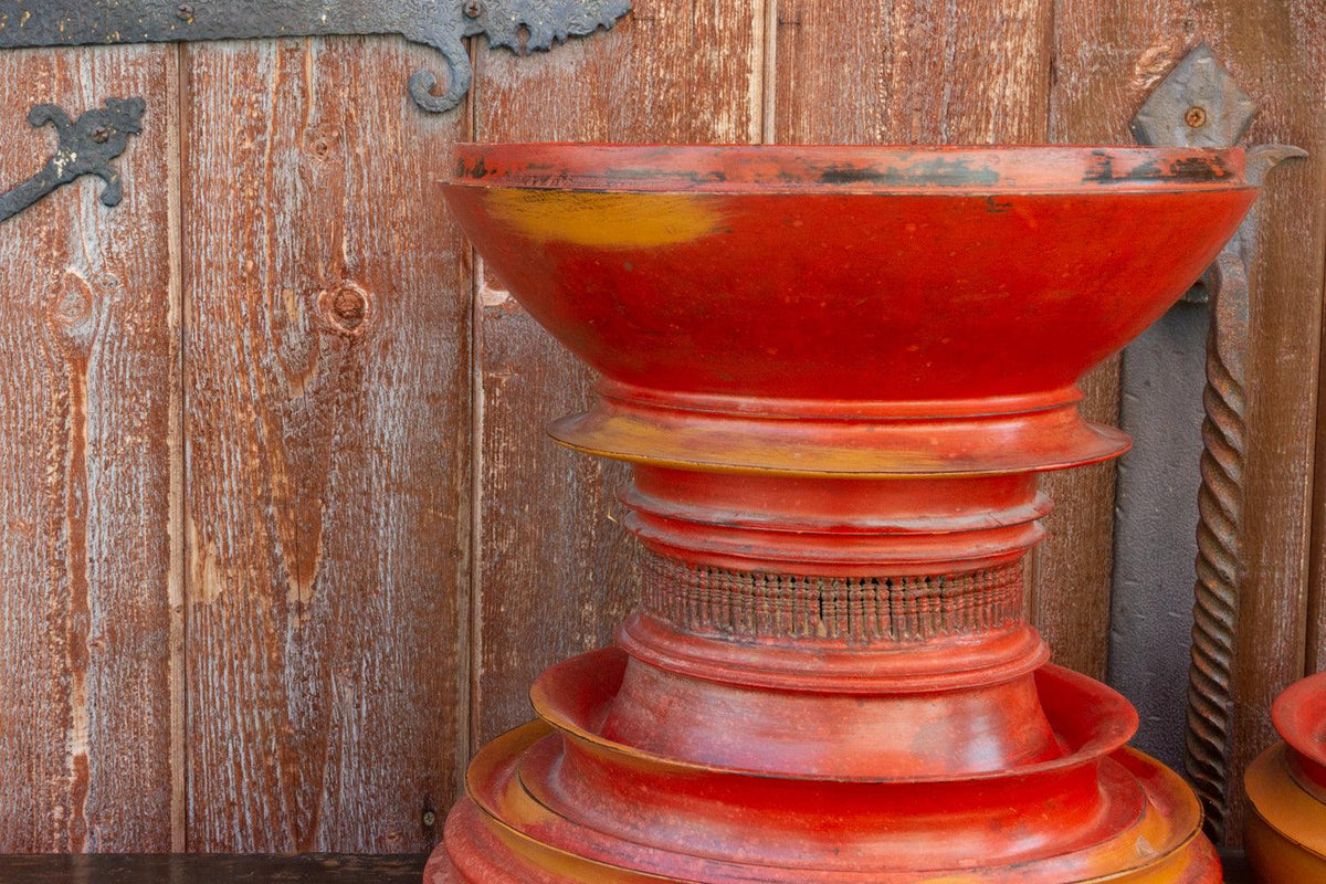 19th Century Merigold Lacquered Burmese Vessel