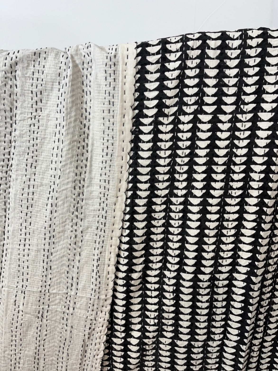 White Arrows Block Print Cotton Kantha Quilt (Events)