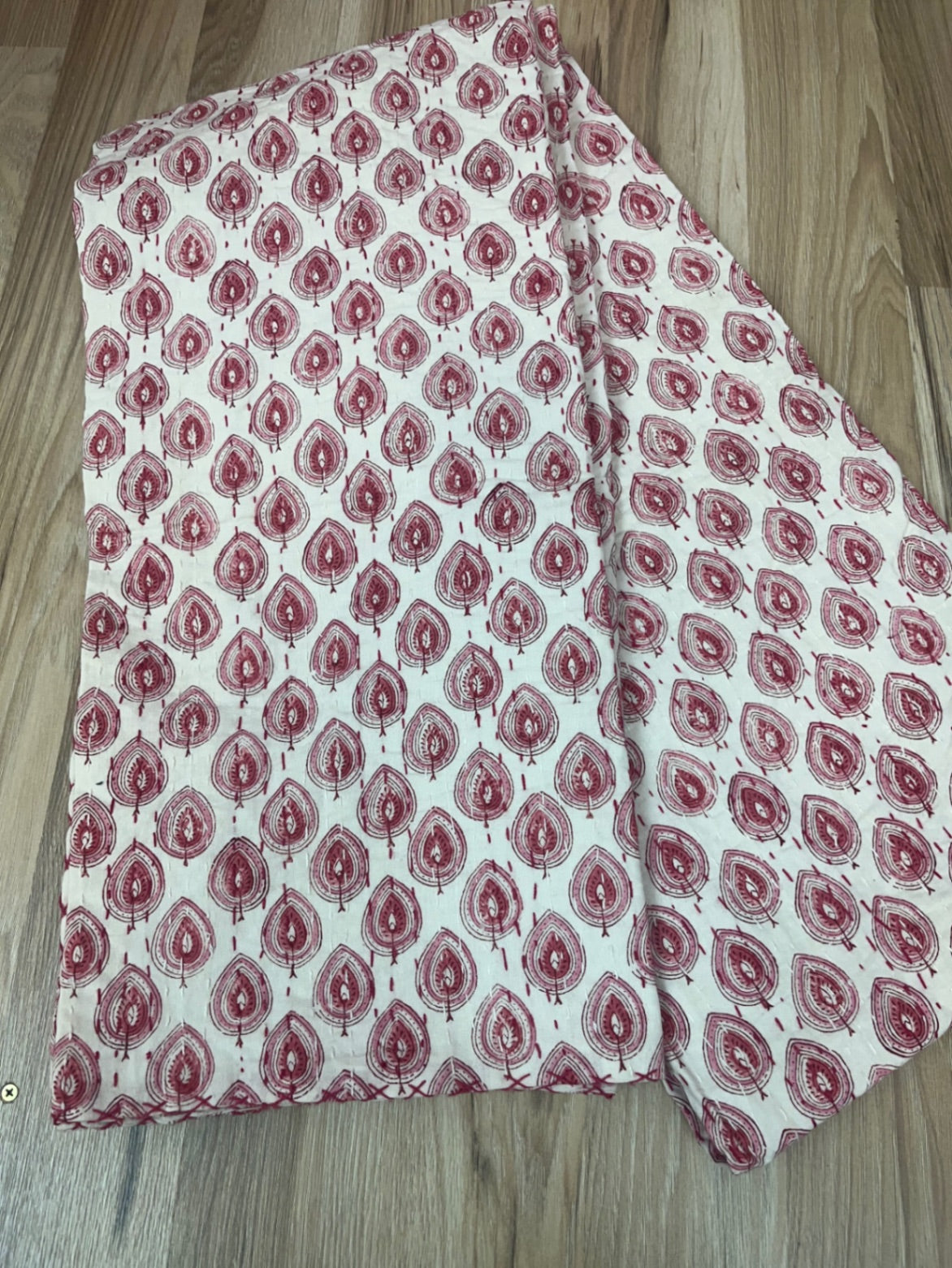 Jaipur Spades Block Print Cotton Kantha Quilt