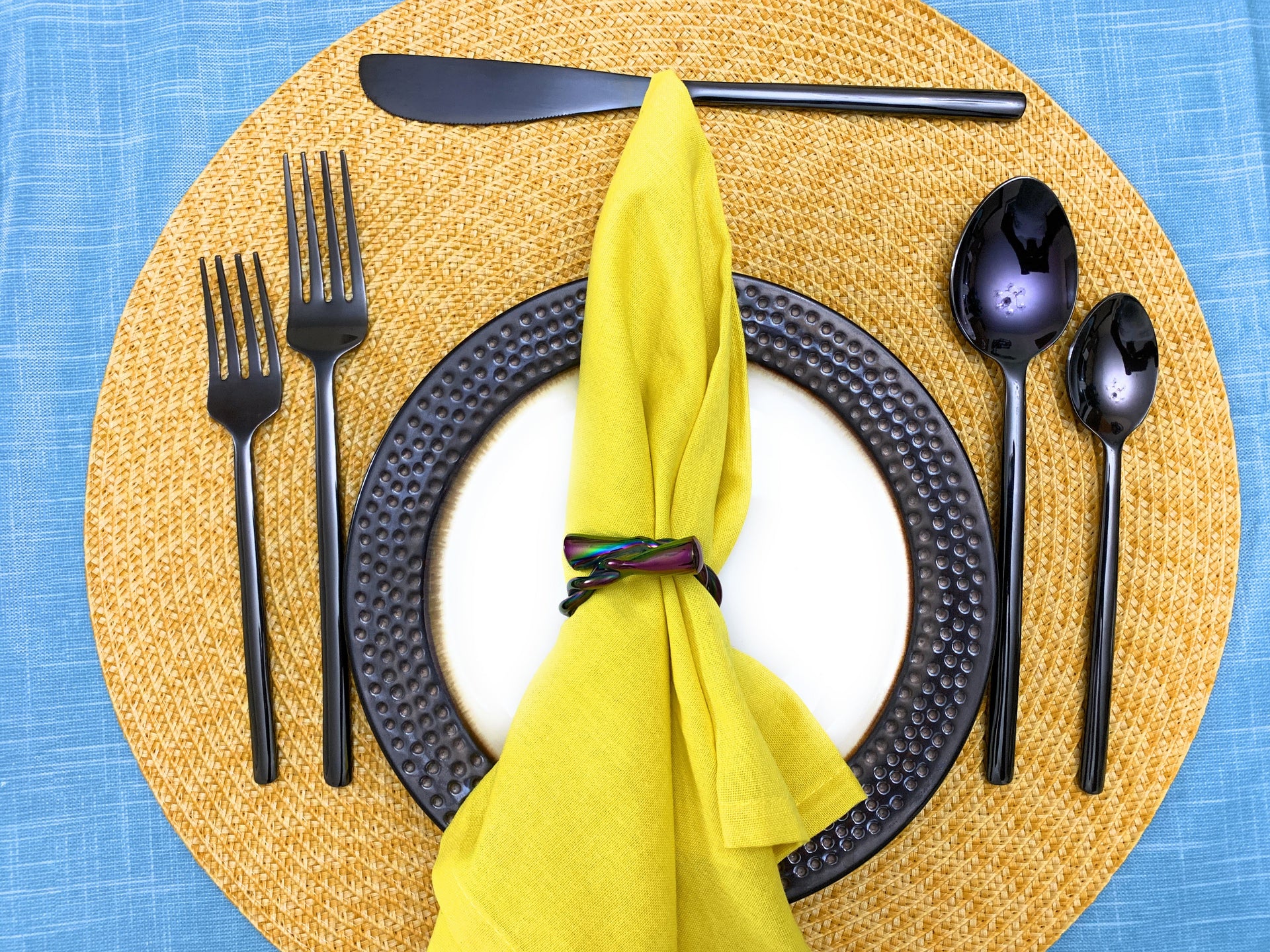 Vibhsa Modern Napkin Rings Set of 4 (Rainbow, Dishwasher Safe)