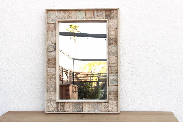Rustic Abstract Carved Wall Mirror