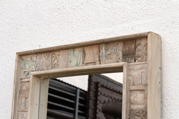 Rustic Abstract Carved Wall Mirror