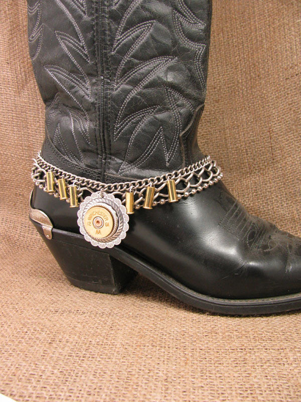 12 Gauge Shotshell Concho Medallion Multi-Chain Boot Bracelet