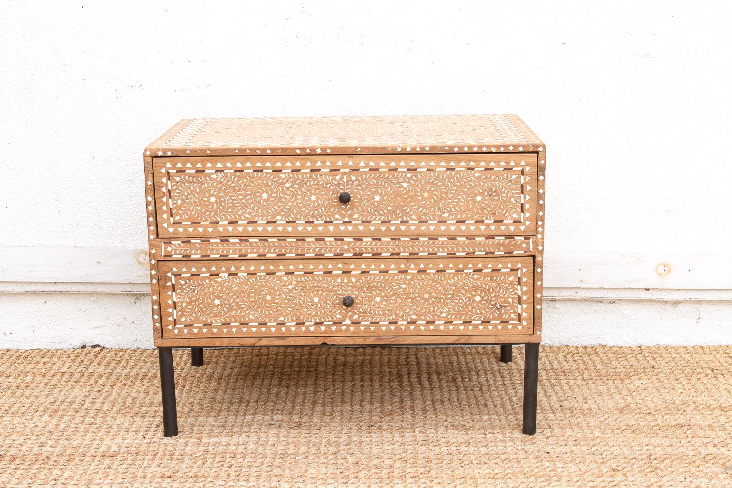 One-Of-A-Kind Heritage Inlay Chest of 2 Drawers