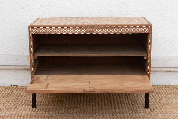 Heirloom 19th Century Inlay Chest w/Drop Down Door