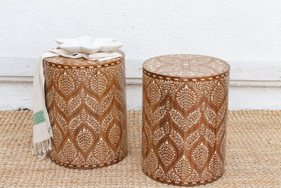 Pair of Royal Artisan Inlay Drum End Table (Trade)