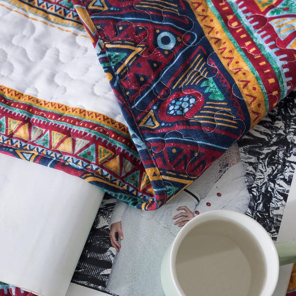 DaDa Bedding Southwestern Aztec Bohemian Desert Tribal Quilted Bedspread Set (KSX-002)