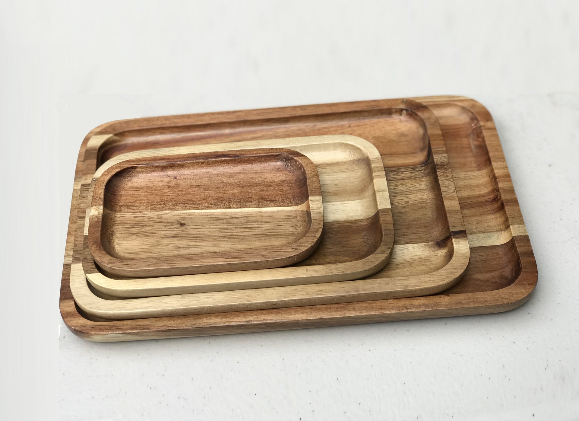 Zavis Green Acacia Wood Serving rectangle Stackable Tray / Dish 8
