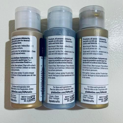 FolkArt 3 Metallic Gold & Silver Acrylic Paints with 20 Brushes
