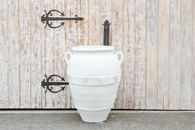 Large Greek White Terra-Cotta Garden Planter