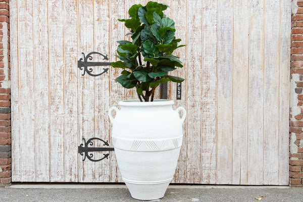 Large Greek White Terra-Cotta Garden Planter