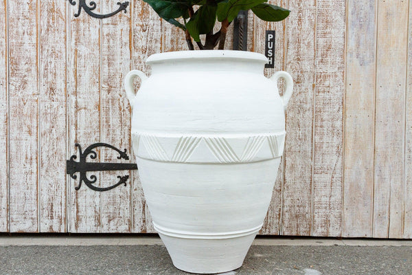 Large Greek White Terra-Cotta Garden Planter