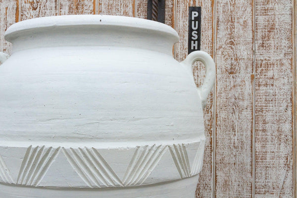 Large Greek White Terra-Cotta Garden Planter