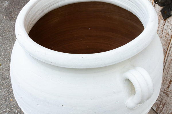Large Greek White Terra-Cotta Garden Planter