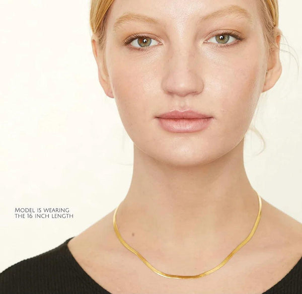 Solid Sterling Silver Yellow Gold Flashed Herringbone Necklace - 3 Lengths - Gifts for You 'n Me