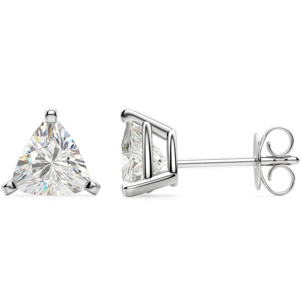 Rounded Triangle Cut White Topaz Crystal Stud Earrings - Gifts for You 'n Me