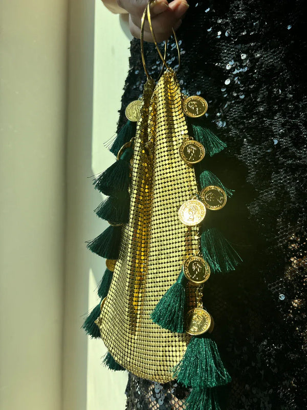 The Verona Gold Mesh Tassel Bag