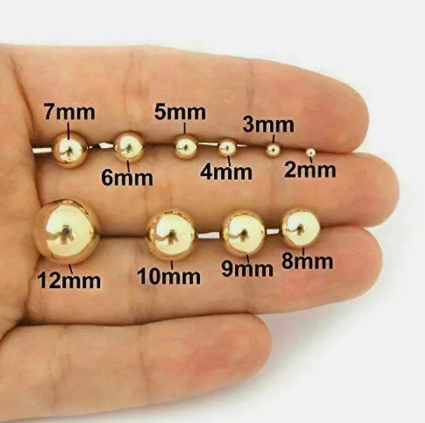 Solid Sterling Silver Ball Studs Earrings 3MM -12MM - Gifts for You 'n Me