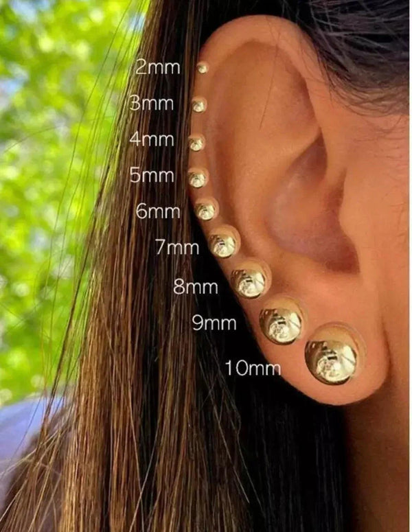 Solid Sterling Silver Ball Studs Earrings 3MM -12MM - Gifts for You 'n Me